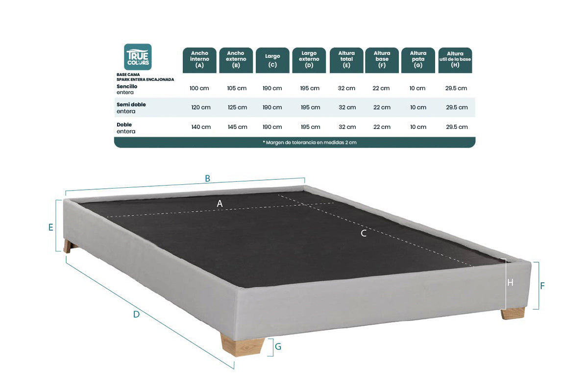 BASE CAMA SPARK ENTERA ENCAJONADA