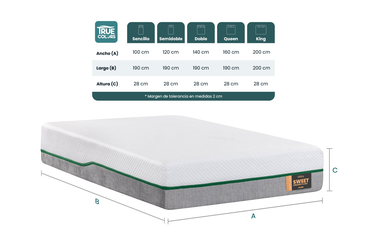 COLCHON SWEET DREAMS HYBRID COVER PLUSH