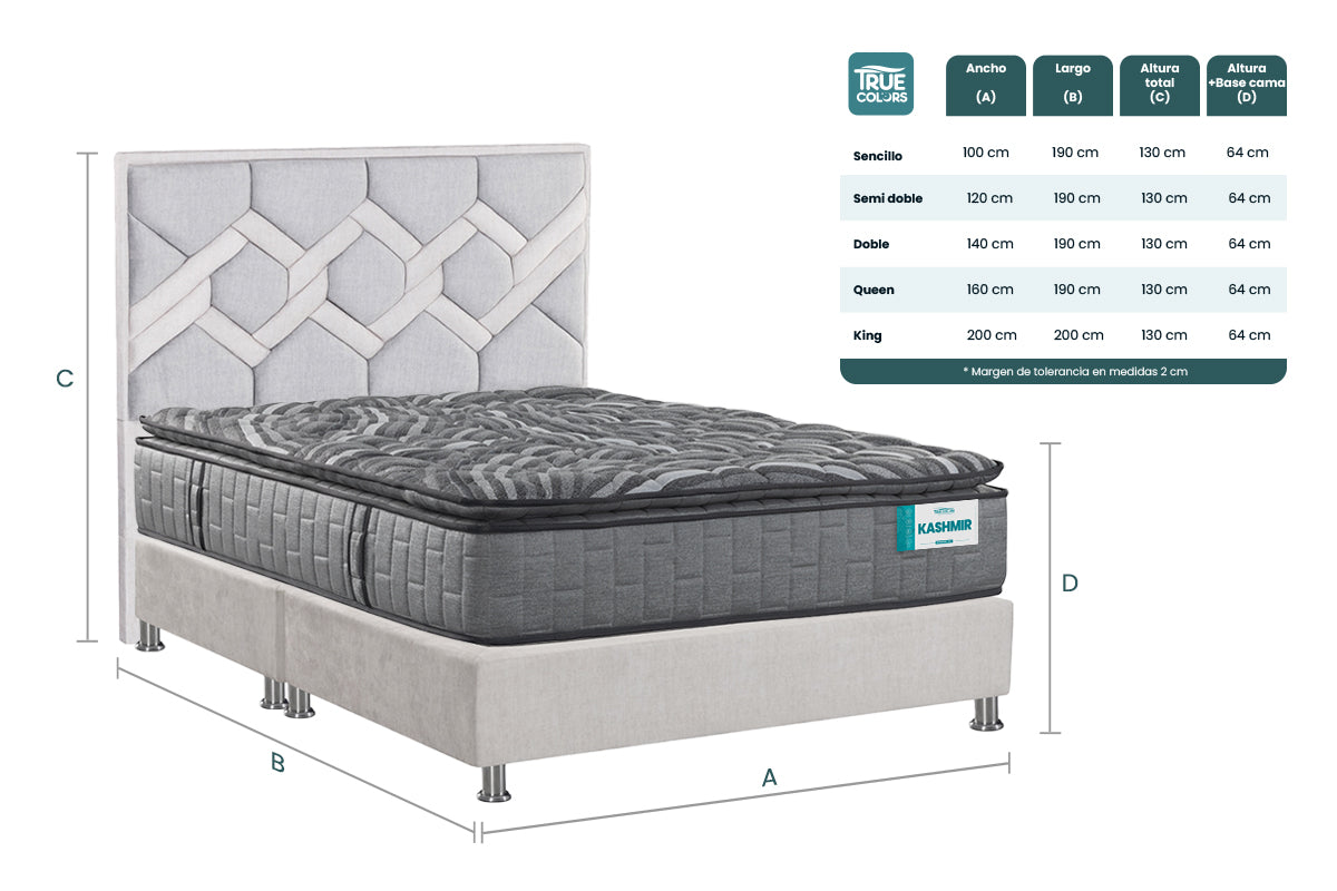 COMBO COLCHON KASHMIR + CABECERO