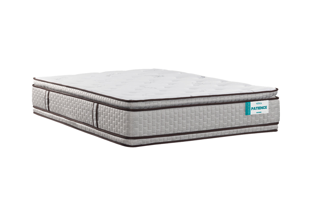 COMBO COLCHON PATIENCE + BASE CAMA SPARK LISA DIVIDIDA PATA MADERA NATURAL GRAFITO