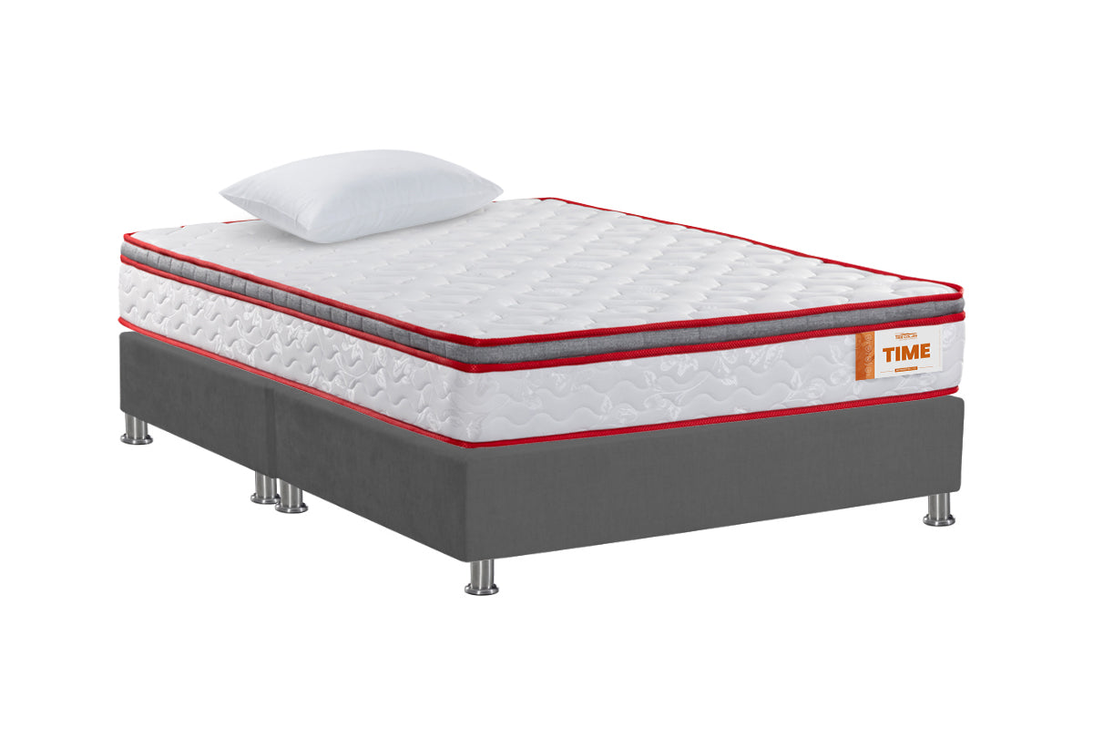 COMBO COLCHON TIME + BASE CAMA SPARK LISA DIVIDIDA